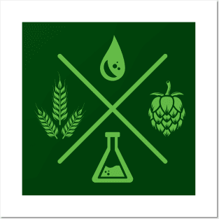 Beer Ingredients (green) Posters and Art